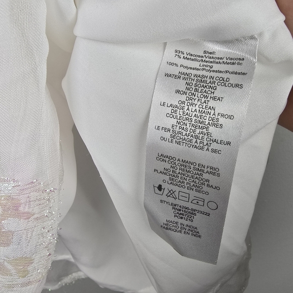 CIEBON Iridescent Flowy Floral Top White With Colorful Reflections Women Size S - Picture 13 of 16